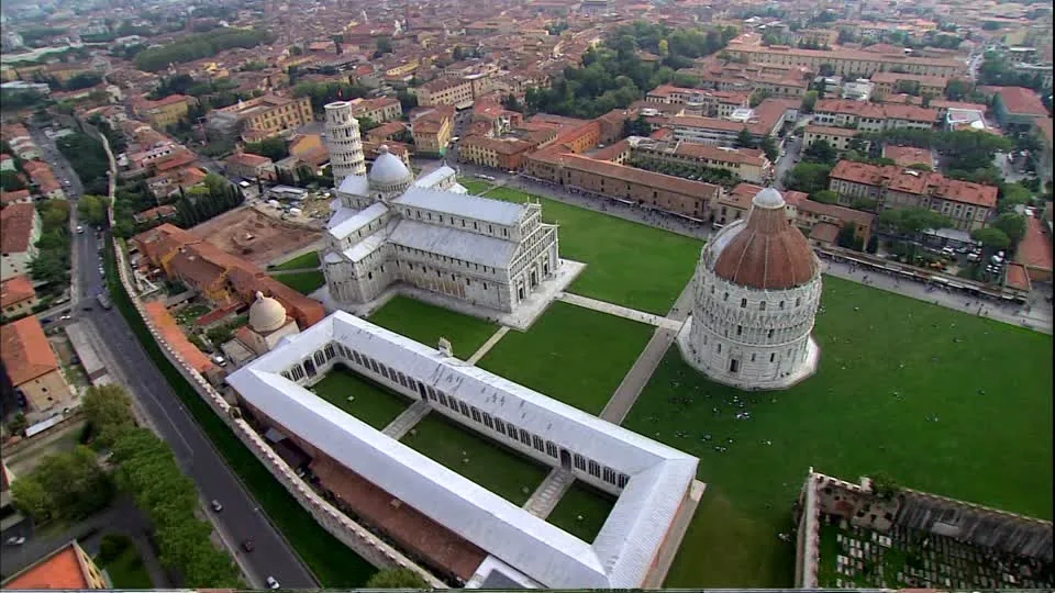 Baptisterio, Catedral de Santa María Assunta y Torre inclinada en Piazza dei Miracoli de Pisa