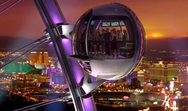 Qué hacer en Las Vegas con niños: paseo en la cápsula High Roller Interior cápsula High Roller Las Vegas con niños
