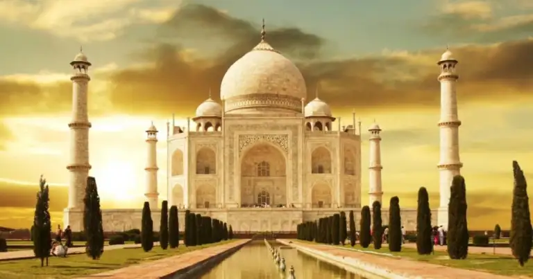 atardecer en el taj mahal.
