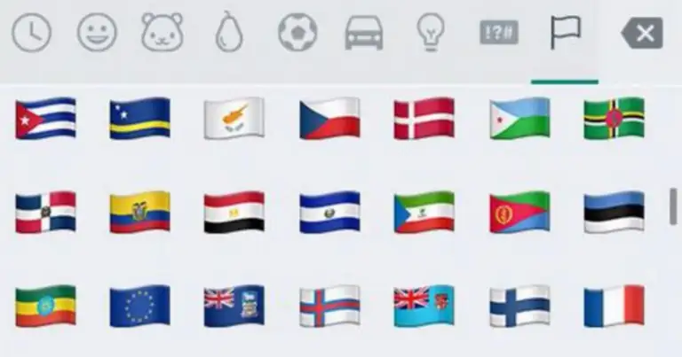 Emojis de banderas de diferentes países en pantalla