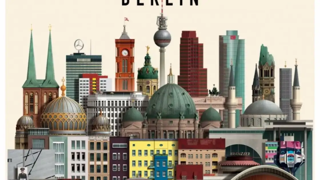 Infografía con siluetas de los monumentos más famosos de Berlín