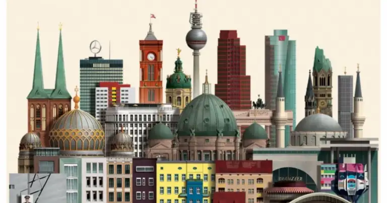Infografía con siluetas de los monumentos más famosos de Berlín