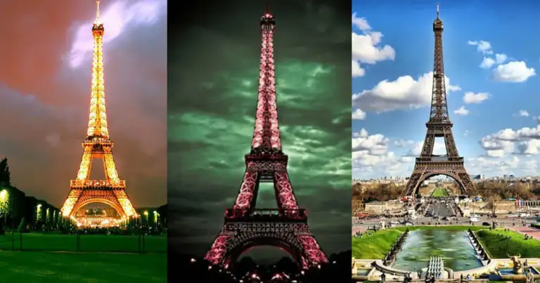 Torre Eiffel en París fotografiada bajo diferentes iluminaciones y condiciones climáticas