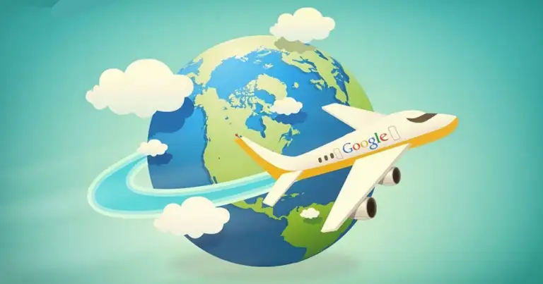 Ilustración de globo terráqueo con avión rodeado de nubes