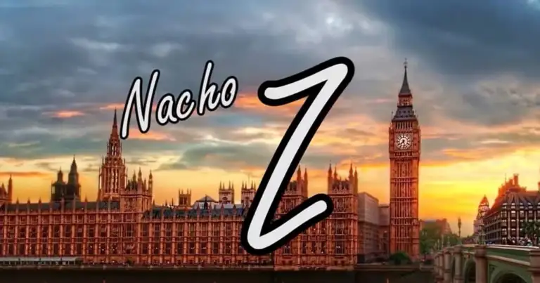 Skyline de Londres al atardecer con nombre superpuesto