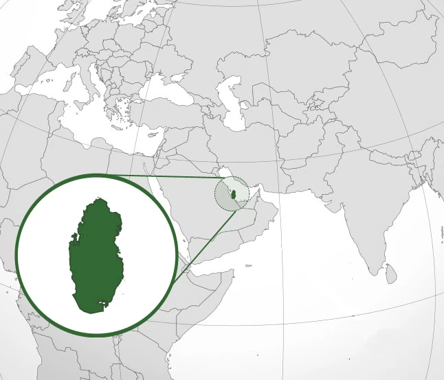 Mapa político de Oriente Medio con un país destacado en verde