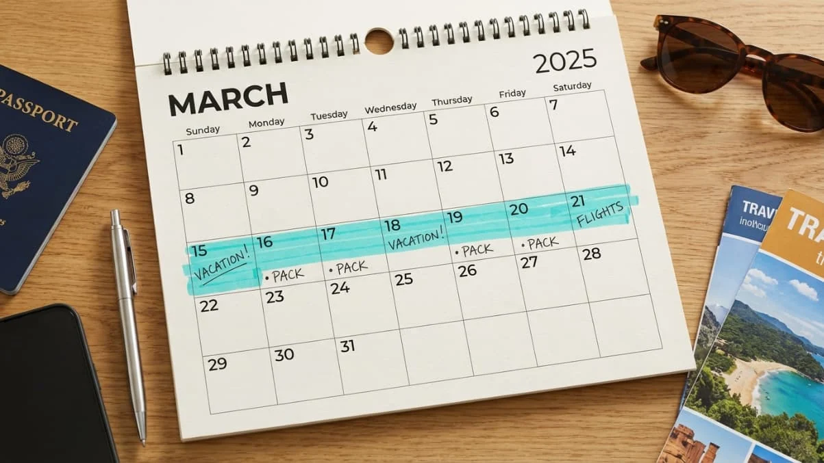 Cómo planificar un viaje en Semana Santa 2027 Calendario con días marcados para vacaciones y planificación de viaje