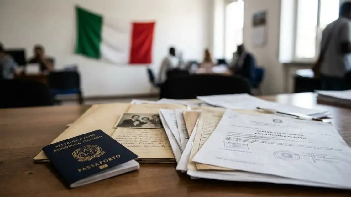 Documentos y pasaporte italiano para trámite de ciudadanía italiana por descendencia