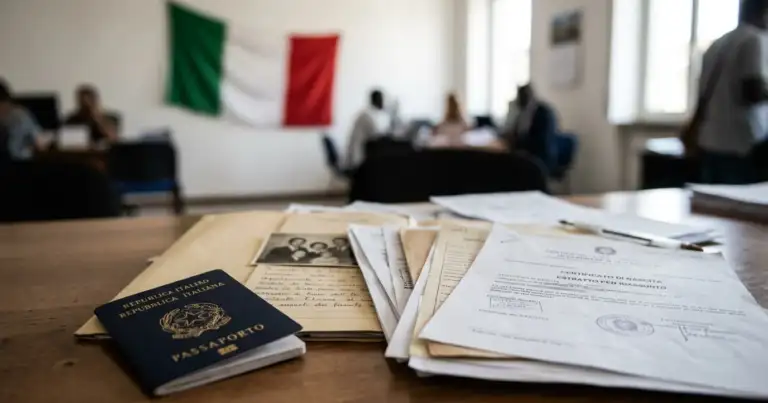 Documentos y pasaporte italiano para trámite de ciudadanía italiana por descendencia