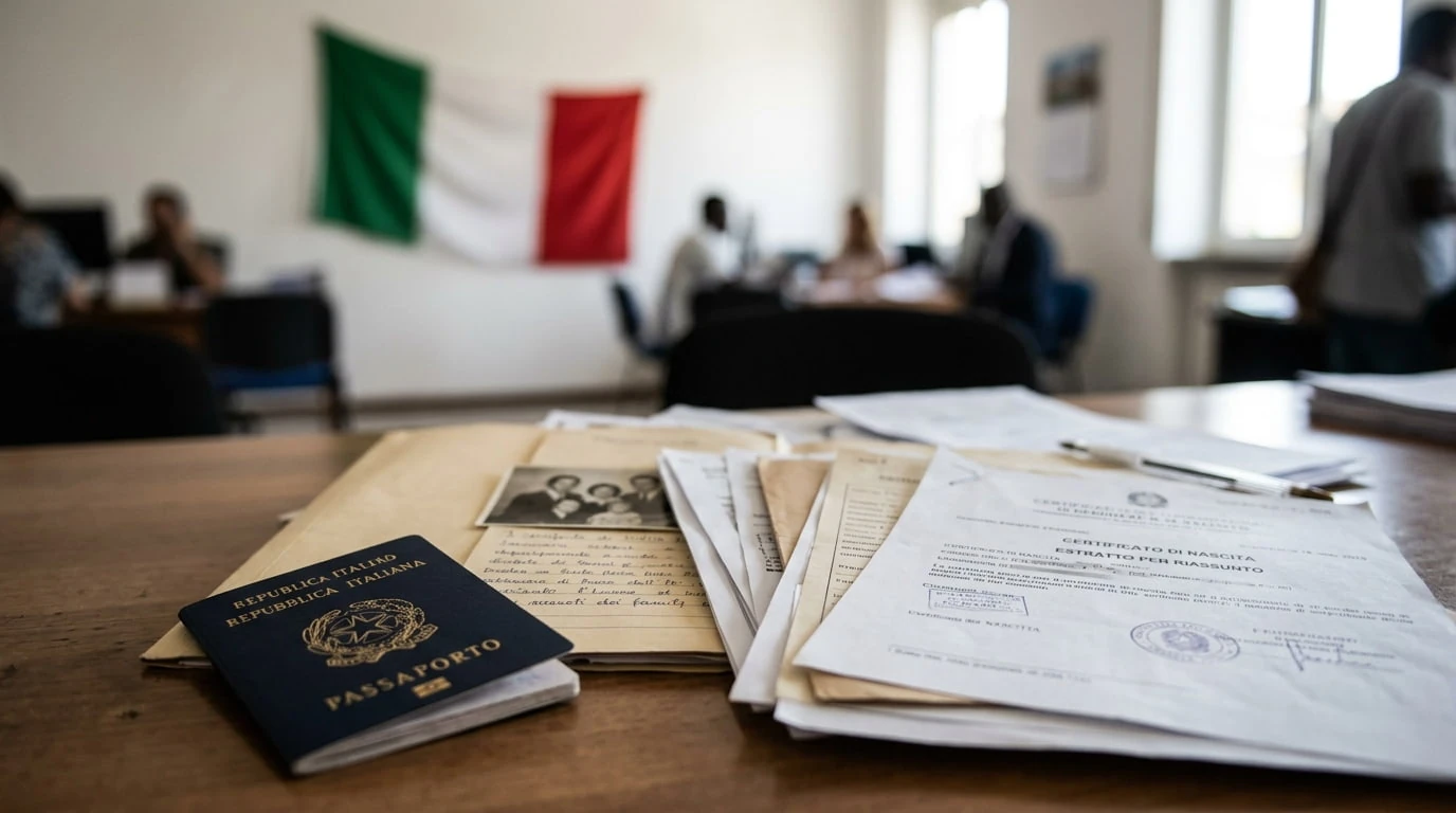 Documentos y pasaporte italiano para trámite de ciudadanía italiana por descendencia