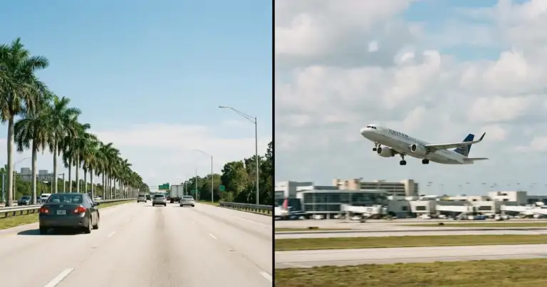 Comparación entre viajar en carro y en avión de Miami a Orlando en Estados Unidos