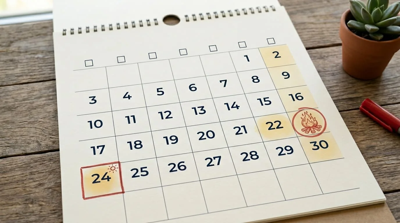 cuando cae san juan 2026 fecha exacta calendario calendario con el 24 de junio marcado san juan 2026
