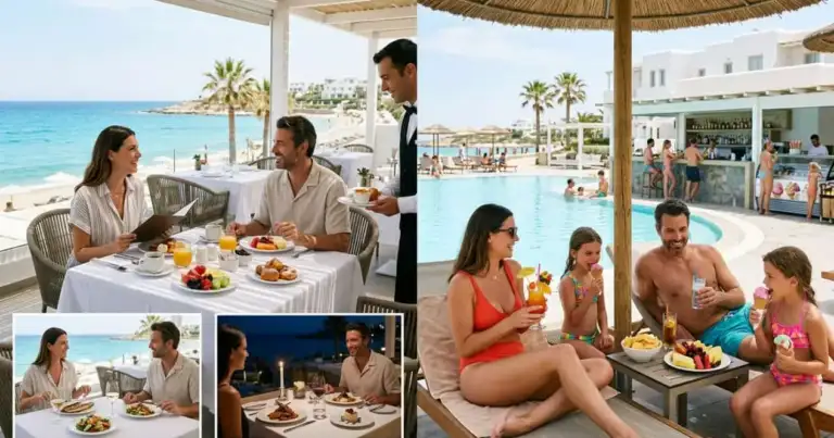 Comparación entre comidas incluidas en pensión completa y bebidas y servicios de un hotel all inclusive