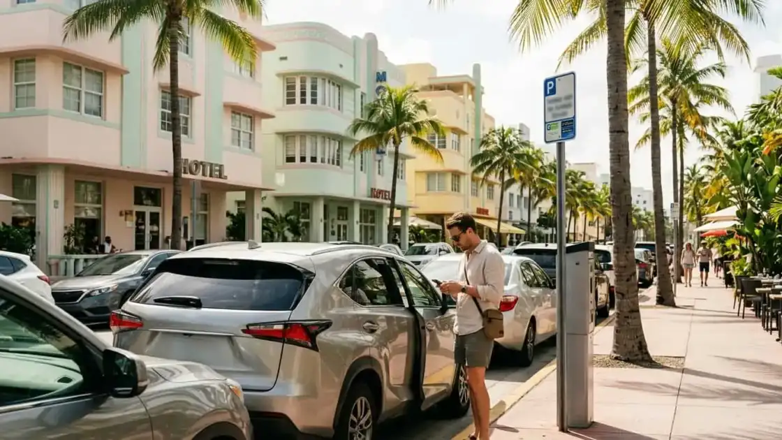 Parquímetro y apps de estacionamiento en Miami