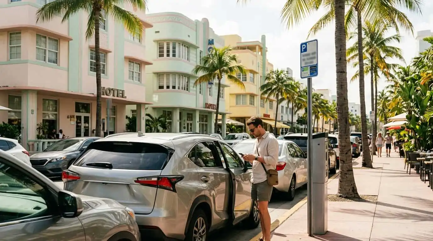 Parquímetro y apps de estacionamiento en Miami