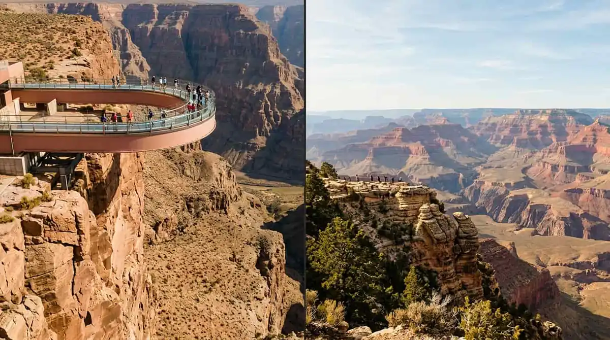 West Rim o South Rim: qué zona del Gran Cañón conviene visitar desde Las Vegas Comparación entre el Grand Canyon Skywalk del West Rim y los miradores del South Rim del Gran Cañón